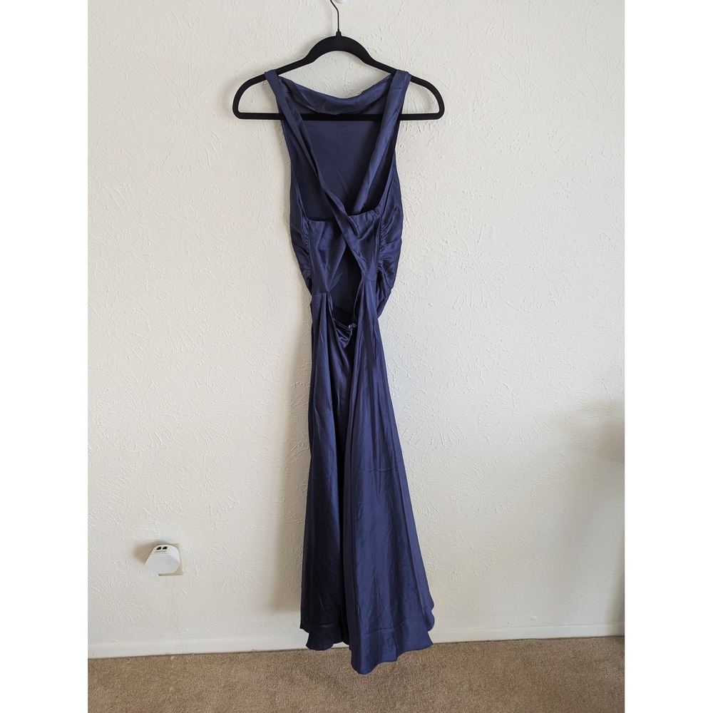 Reformation Casette Silk Dress Size 6 Blue Iris Open Back Midi NWT - Picture 6 of 9